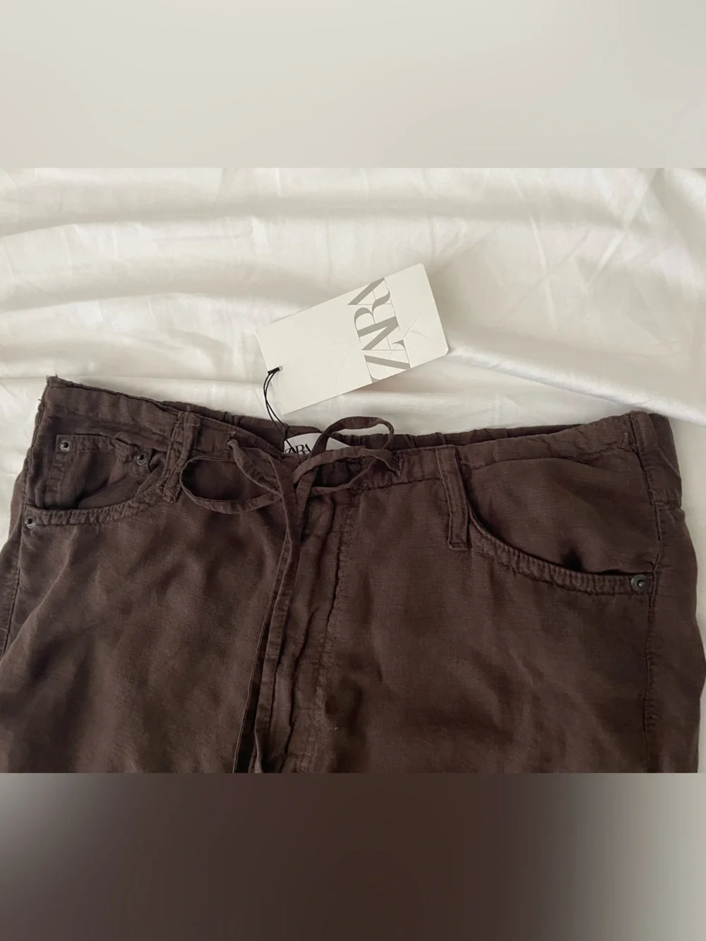 Brown Women’s Drawstring Linen Blend Pants size 6